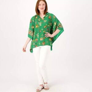 Belle by Kim Gravel Boho Brights Border Hooded Poncho